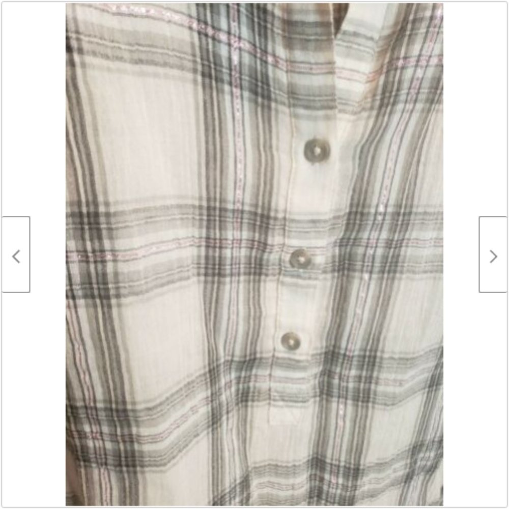 Lucky Brand Plaid Button Front Oversize Top - Picture 2 of 6